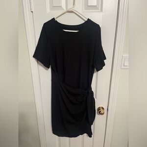 A New Day Black Short Sleeve Faux Wrap Mini Dress